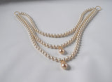 Triple Strand Glass Pearl Necklace