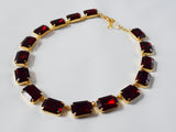 Garnet Swarovski Crystal Collet Necklace - Large Octagon