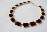 Garnet Swarovski Crystal Collet Necklace - Large Octagon