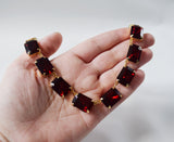 Garnet Swarovski Crystal Collet Necklace - Large Octagon