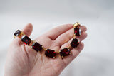 Garnet Swarovski Crystal Collet Necklace - Large Octagon