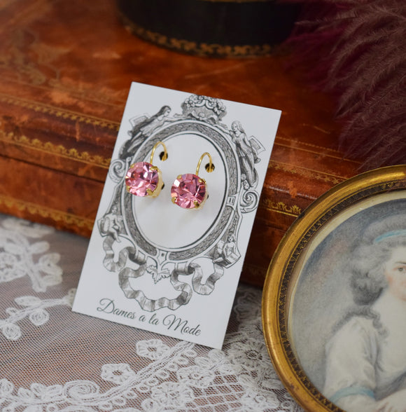 Light Pink Swarovski Crystal Earrings - Small Round