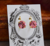 Light Pink Swarovski Crystal Earrings - Small Round