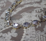 Pale Purple Aurora Crystal Collet Necklace - Large Oval