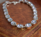 Pale Purple Aurora Crystal Collet Necklace - Large Oval