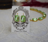 Light Green Aurora Crystal Earrings - Large Octagon