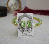 Light Green Aurora Crystal Earrings - Large Octagon