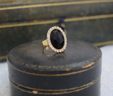 Onyx and Crystal Ring - Large Oval