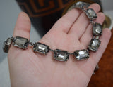 Grey Black Diamond Aurora Crystal Collet Necklace - Large Octagon