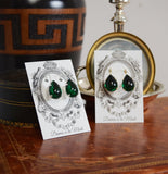 Emerald Green Cabochon Earrings - Large Teardrop - ON SALE