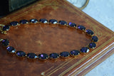 Violet Purple Aurora Crystal Necklace - Large Oval