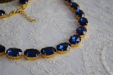 Dark Blue Aurora Crystal Necklace - Large Oval