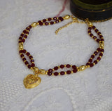 Renaissance Garnet and Heart Pendant Necklace