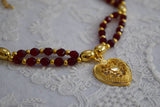 Renaissance Garnet and Heart Pendant Necklace