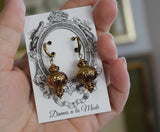 SALE! Dark Gold Beaded Dangle Earrings