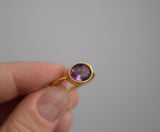 Amethyst Quartz Oval Vermeil Ring