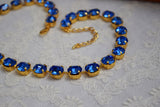 SALE! Sapphire Swarovski Collet Necklace - Small Oval