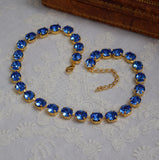 SALE! Sapphire Swarovski Collet Necklace - Small Oval