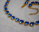 SALE! Sapphire Swarovski Collet Necklace - Small Oval