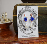 Sale! Sapphire and Pearl Dangle Earrings