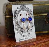 Sale! Sapphire and Pearl Dangle Earrings