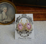 Light Pink Aurora Crystal Halo Earrings - Large Oval