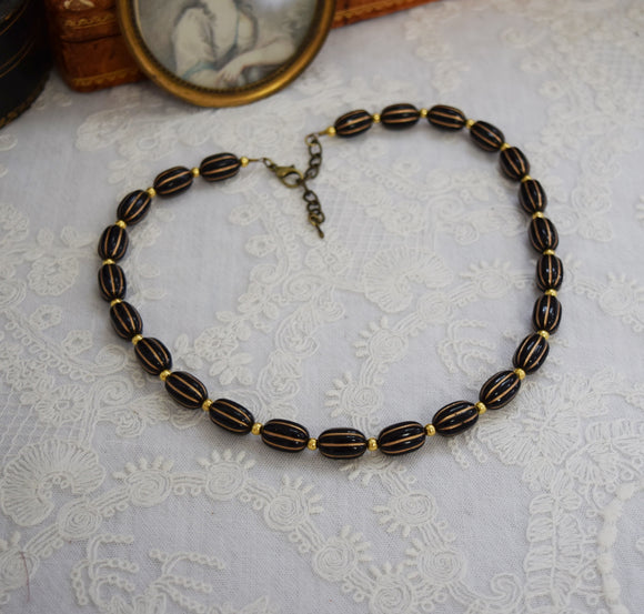 Victorian Black and Gold Beaded Necklace