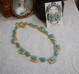 Turquoise and Crystal Swarovski Halo Necklace - Medium Oval