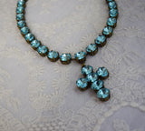 Sample Sale! Aquamarine Cross Collet Necklace