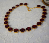 Garnet Red Collet Necklace - Medium Round - ON SALE!