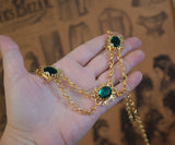 Emerald and Gold Chain Festoon Necklace