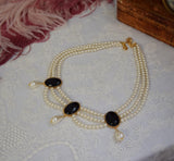 Black Onyx and Pearl Festoon Necklace