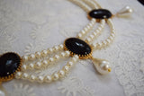 Black Onyx and Pearl Festoon Necklace