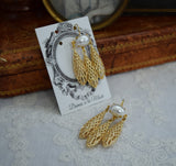 Large Girandole Filigree and Pearl Earrings