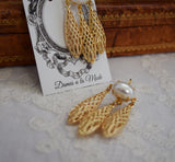 Large Girandole Filigree and Pearl Earrings