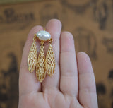 Large Girandole Filigree and Pearl Earrings