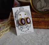 Amethyst Purple Crown Earrings - Large Oval