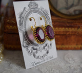 Amethyst Purple Crown Earrings - Large Oval