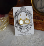 Mother of Pearl Crown Earrings - Small Round