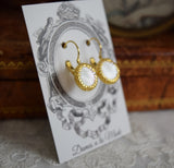 Mother of Pearl Crown Earrings - Small Round