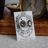 SALE! Grey Crystal Earrings - Large Oval