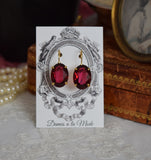 Raspberry Pink Swarovski Crystal Earrings - Large Oval