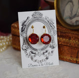 $10 Treats! Red Swarovski Crystal Earrings - Medium Round