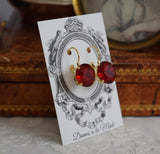 $10 Treats! Red Swarovski Crystal Earrings - Medium Round