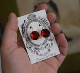 $10 Treats! Red Swarovski Crystal Earrings - Medium Round