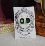 $10 Treats!  Emerald Swarovski Crystal Earrings - Small Octagon
