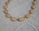 Pale Pink Stone Collet Necklace - Large Oval
