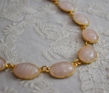 Pale Pink Stone Collet Necklace - Large Oval