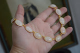 Pale Pink Stone Collet Necklace - Large Oval