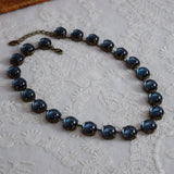 SALE! Navy Blue Mirror Collet Necklace - Medium Round